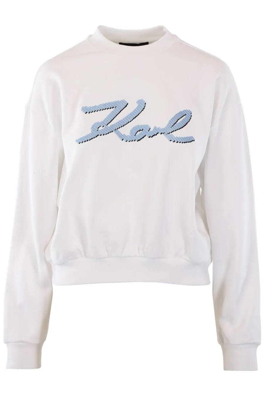 Sudadera blanca con logo azul bordado
