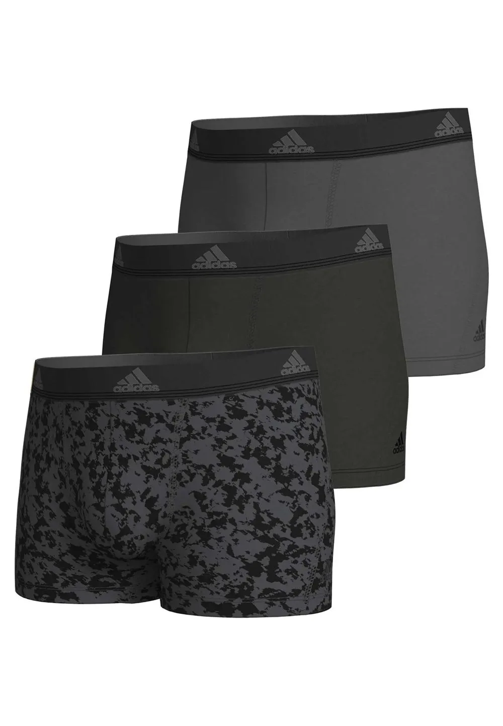 Tripack boxers adidas negros active flex cotton black print