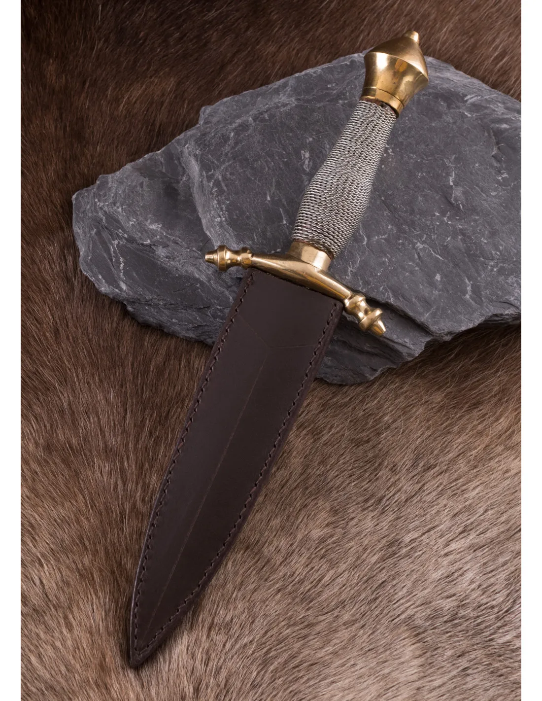 Vaina de cuero para daga medieval de botas (17,5 cm.)