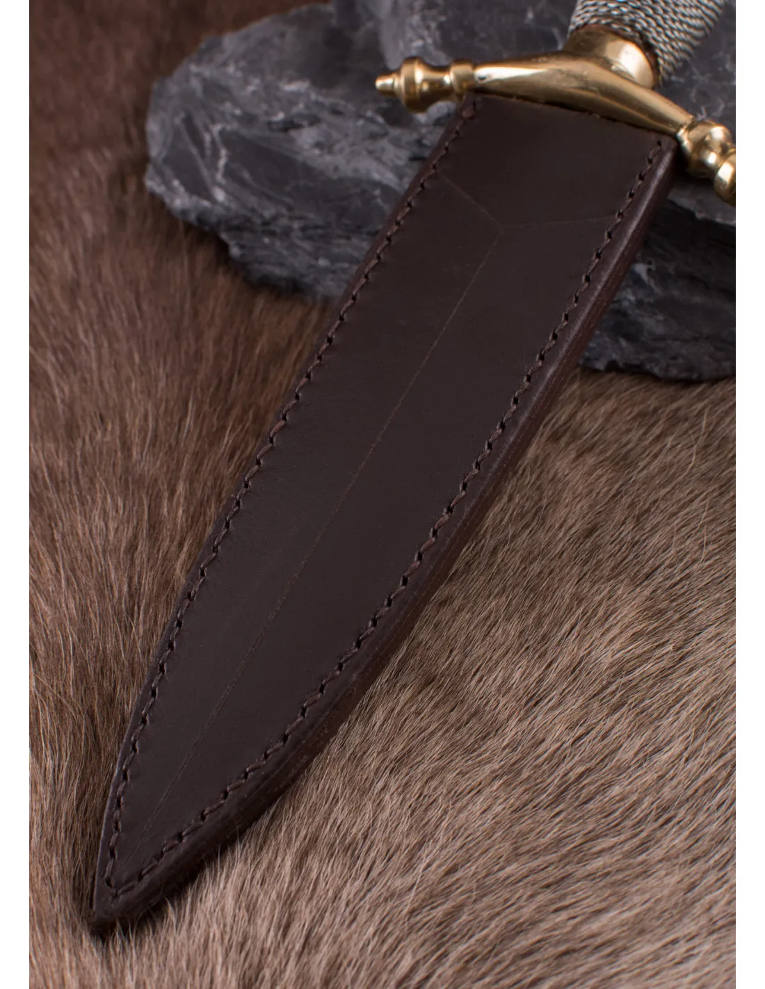 Vaina de cuero para daga medieval de botas (17,5 cm.)