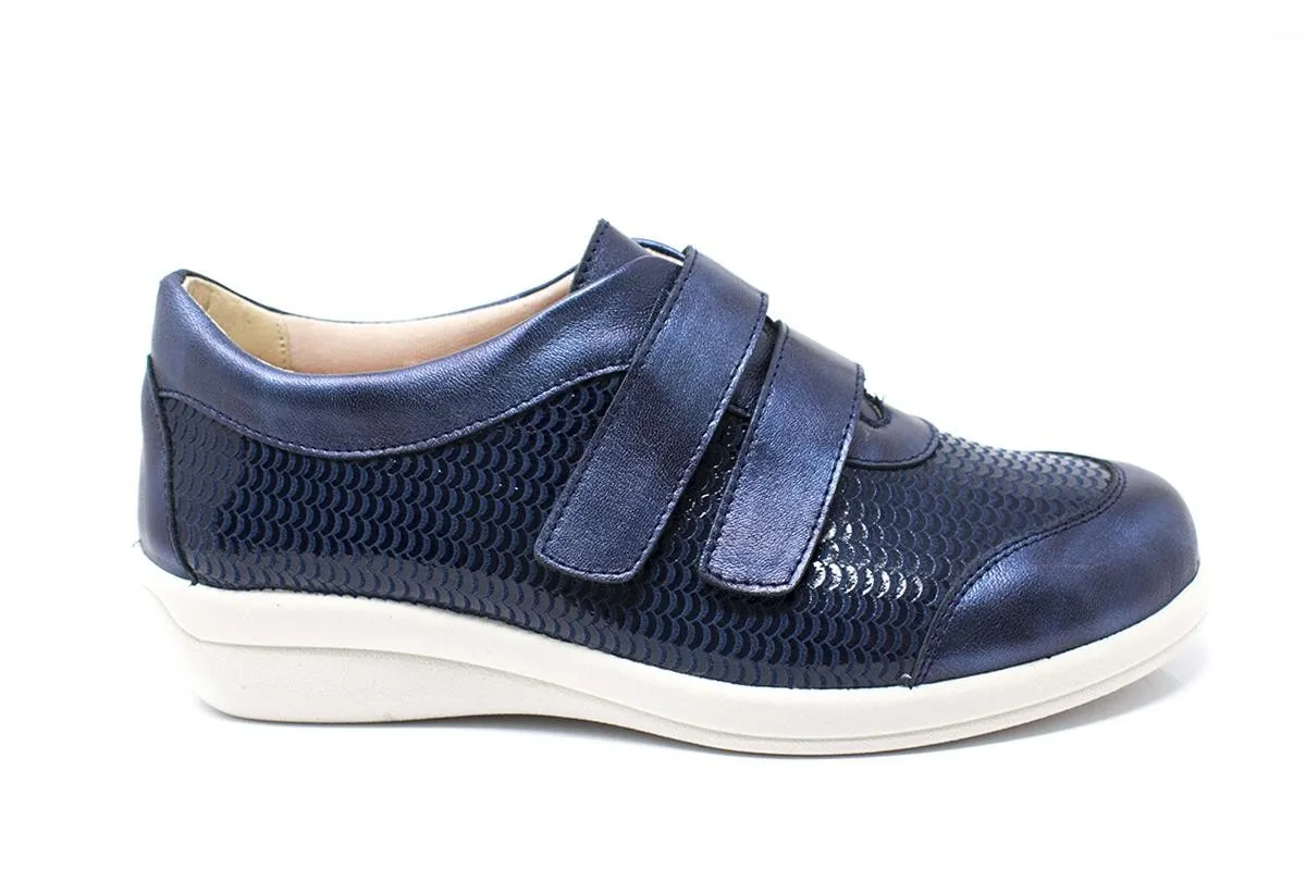 ZAPATO ANCHO ESPECIAL VELCRO MUJER DOCTOR CUTILLAS 43621 AZUL MARINO