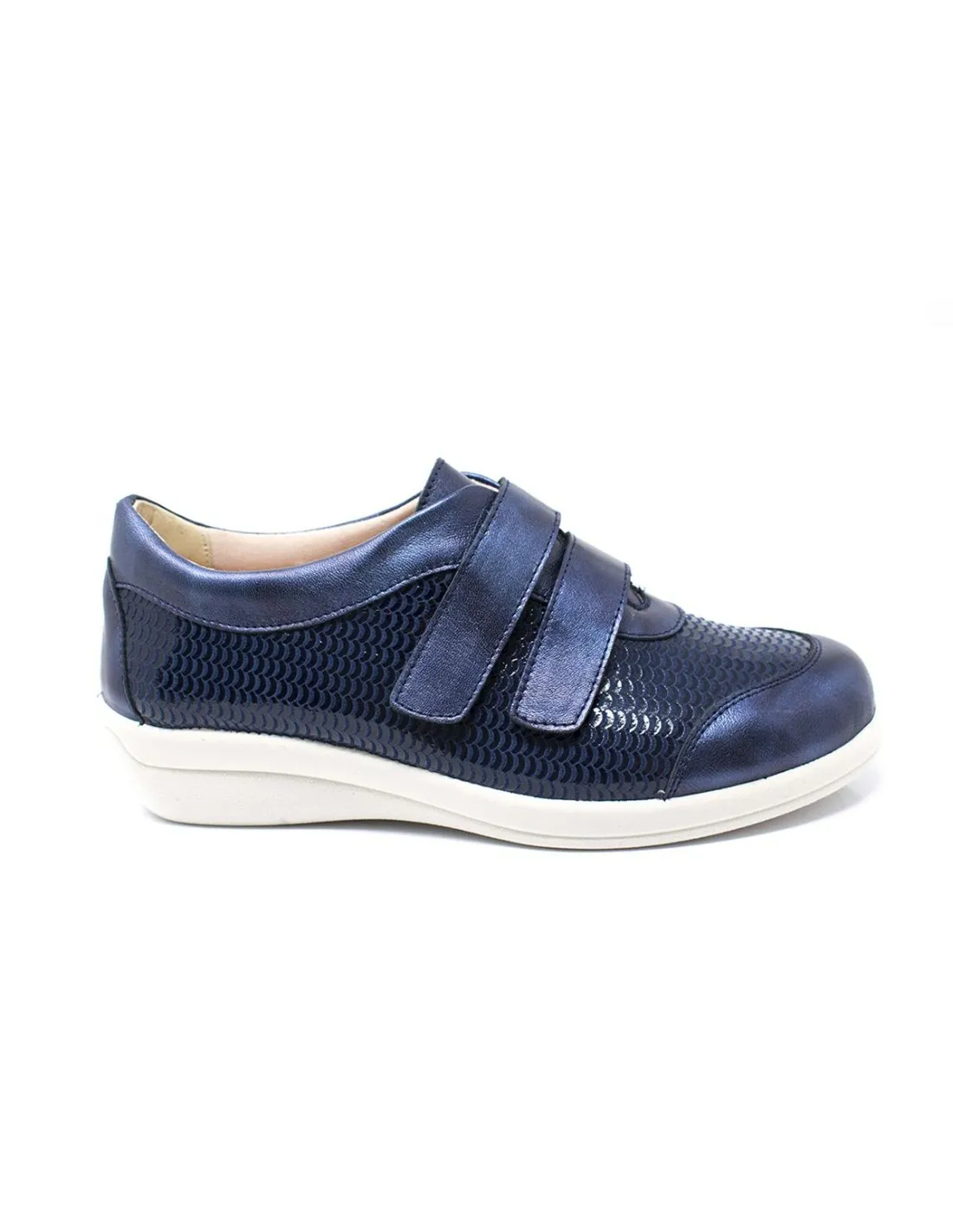 ZAPATO ANCHO ESPECIAL VELCRO MUJER DOCTOR CUTILLAS 43621 AZUL MARINO