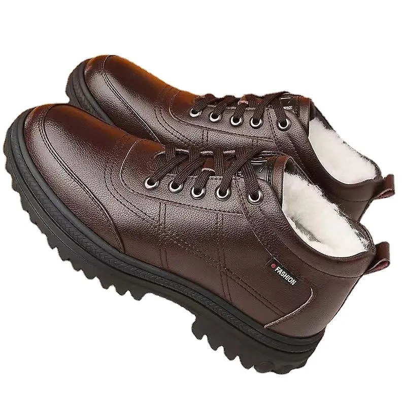 Zapatos de algodón de hombre gruesos acolchados de invierno Cien botas de nieve casuales Zapatos de cuero para hombre