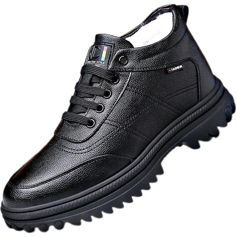 Zapatos de algodón de hombre gruesos acolchados de invierno Cien botas de nieve casuales Zapatos de cuero para hombre