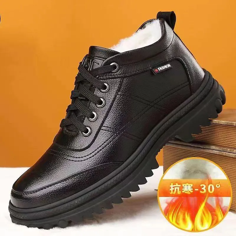 Zapatos de algodón de hombre gruesos acolchados de invierno Cien botas de nieve casuales Zapatos de cuero para hombre