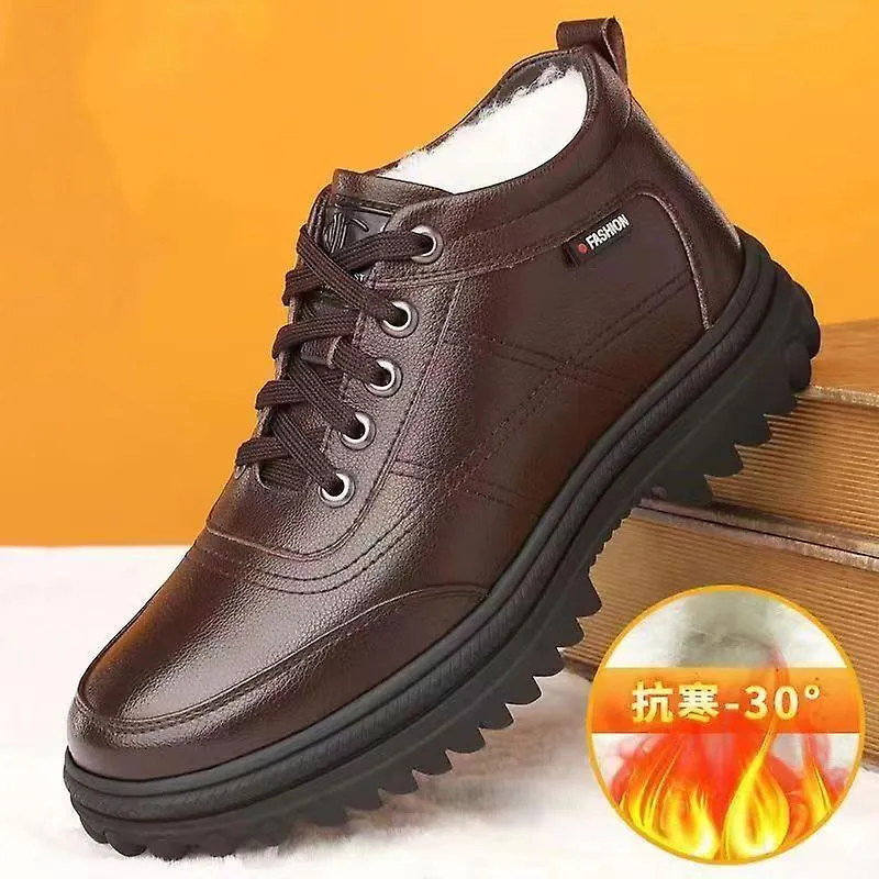 Zapatos de algodón de hombre gruesos acolchados de invierno Cien botas de nieve casuales Zapatos de cuero para hombre